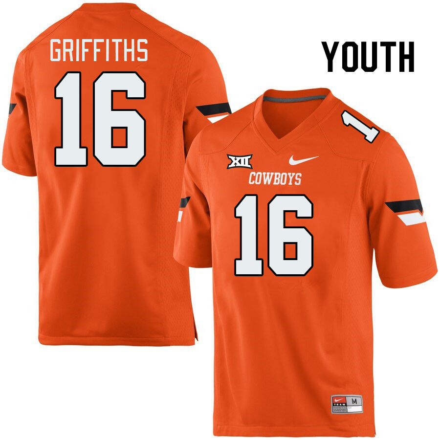 Youth #16 Tre Griffiths Oklahoma State Cowboys College Football Jerseys Stitched-Retro Orange